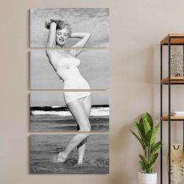 Marilyn Monroe in a White Swimsuit Canvas Wall Art Print