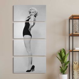 Marilyn Monroe Black Swimsuit Portrait Canvas Wall Art Print
