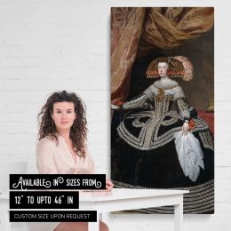 Queen Mariana of Austria by Diego Velazquez Canvas Wall Art Print