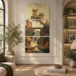 Landscape with a Waterfall by Hubert Robert Canvas Wall Art Print