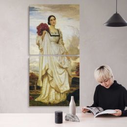 Woman in White in a Mountain Landscape by Frederic Leighton Canvas Wall Art Print