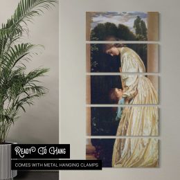 Woman in a White Dress by a Garden Wall by Frederic Leighton Canvas Wall Art Print