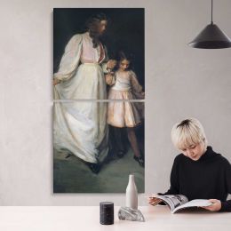 Mother and Child in White Canvas Wall Art Print