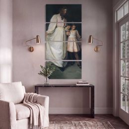 Mother and Child in White Canvas Wall Art Print