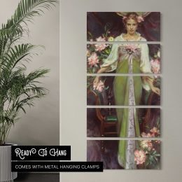 Woman in Green Among Pink Roses by Daniel Gerhartz Canvas Wall Art Print
