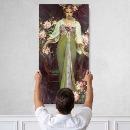 Woman in Green Among Pink Roses by Daniel Gerhartz Canvas Wall Art Print