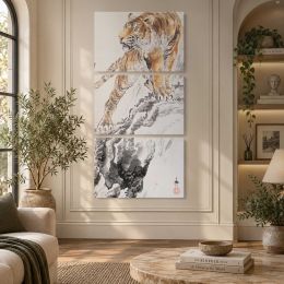 Fierce Tiger Double Width Right Kakejiku 2016 by Zhang Yun Canvas Wall Art Print