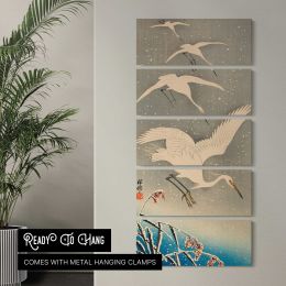 Egrets Descending in Snow by Ohara Koson Canvas Wall Art Print