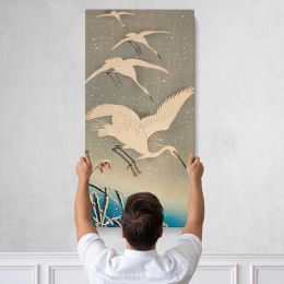Egrets Descending in Snow by Ohara Koson Canvas Wall Art Print