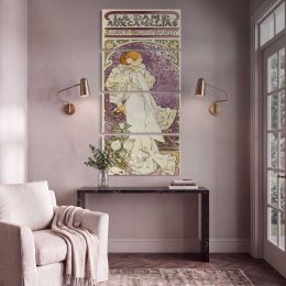 La Dame Aux Camelias 1896 by Alphonse Mucha Canvas Wall Art Print