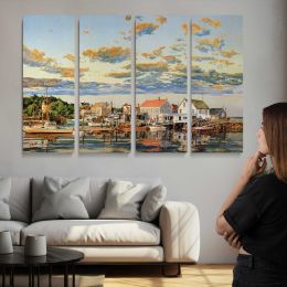 Colourful Harbour Town Canvas Wall Art Print