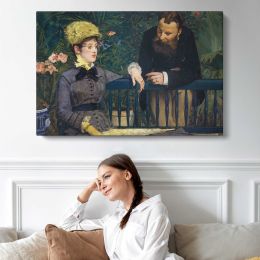 Conversation at a Cafe by Edouard Manet Canvas Wall Art Print
