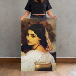 Woman Looking over Her Shoulder by Frederic Leighton Canvas Print