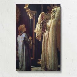 Woman and Child beside Classical Statues by Frederic Leighton Canvas Print