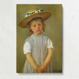 Little Girl in a Straw Hat by Mary Cassatt Canvas Print
