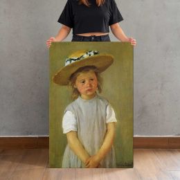 Little Girl in a Straw Hat by Mary Cassatt Canvas Print
