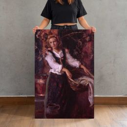 Woman beside a Red Curtain by Daniel Gerhartz Canvas Print