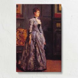 Portrait of a woman in blue by Alfred Stevens Canvas Print