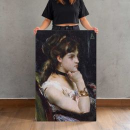 Woman Wearing a Bracelet by Alfred Stevens Canvas Print