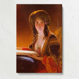 The Oriental Woman in a Golden Headscarf Canvas Print