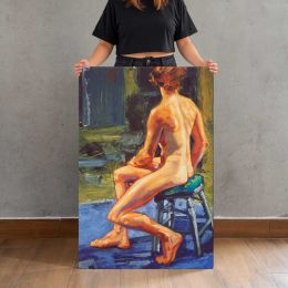 Seated Nude Back Study by Aaron Coberly Canvas Print