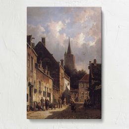 A Dutch Street Scene by Adrianus Eversen Canvas Print