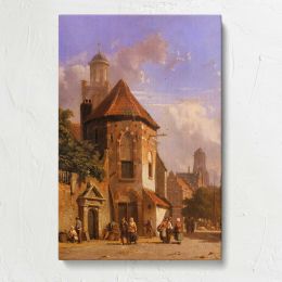 Everson Adrianus View Of A Dutch Street by Adrianus Eversen Canvas Print