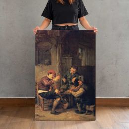 Men at a Table in a Rustic Inn by Adriaen van Ostade Canvas Print