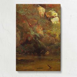 Ferns and Rocks on an Embankment by Albert Bierstadt Canvas Print