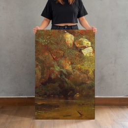 Ferns and Rocks on an Embankment by Albert Bierstadt Canvas Print