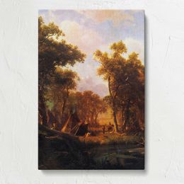 Indian Encampment Shoshone Village by Albert Bierstadt Canvas Print