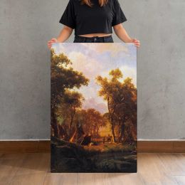 Indian Encampment Shoshone Village by Albert Bierstadt Canvas Print