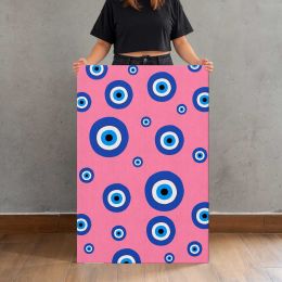 Blue Evil Eye Pattern on Pink Canvas Print