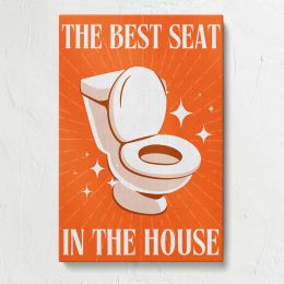 The Best Seat in the House Orange Bathroom Quote Canvas Print