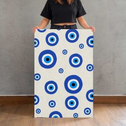 Blue Evil Eye Pattern on Cream Canvas Print