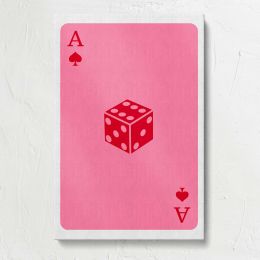 Pink Ace Playing Card with Red Dice Canvas Print