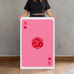 Pink Ace Playing Card with Red Dice Canvas Print