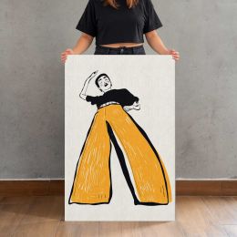 Woman in Wide Yellow Trousers Canvas Print