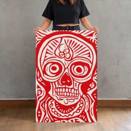 Red and Cream Sugar Skull Canvas Print