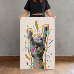 Rock Hand Gesture Colourful Collage Canvas Print