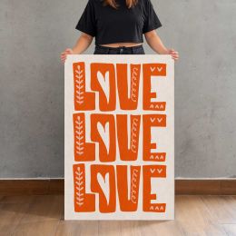 Love Love Love Orange Typography Canvas Print