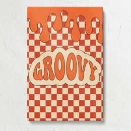 Groovy Orange Checkerboard Typography Canvas Print