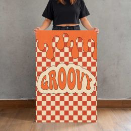 Groovy Orange Checkerboard Typography Canvas Print