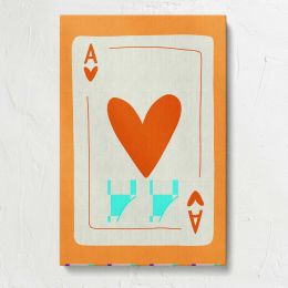 Orange Ace of Hearts Playing Card Canvas Print