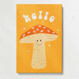 Hello Smiling Mushroom on Orange Canvas Print