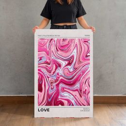 Love Pink Marble Swirls Canvas Print