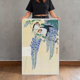 Swallows and Wisteria by Ohara Koson Canvas Print