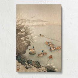 Mallard Ducks beside Pampas Grass by Ohara Koson Canvas Print