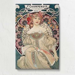 F Champenois Floral Art Nouveau Design by Alphonse Mucha Canvas Print