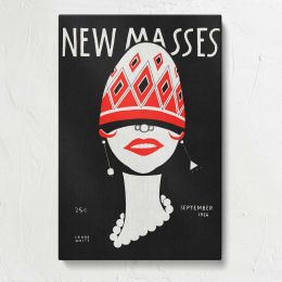 New Masses Red Hat Portrait by Frank Walts Canvas Print